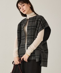 qualite(カリテ)のウールチェックチェスタジレ/秋服/冬服/ポンチョ/ケープ/ウール(ポンチョ)