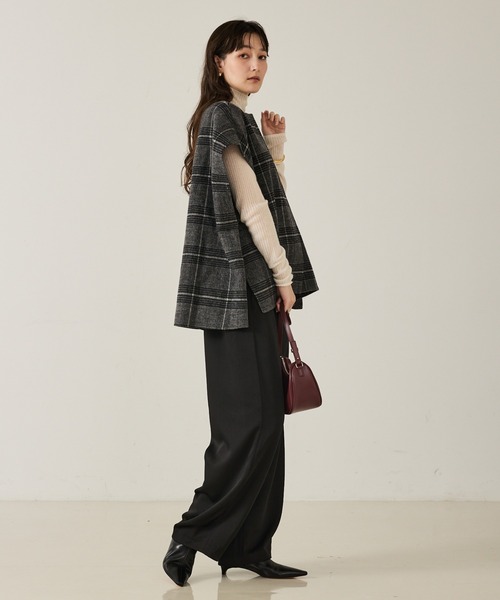 qualite（カリテ）の「ウールチェックジレ/秋服/冬服/ポンチョ/ケープ/ウール（ポンチョ・レディース・チェック・36）」の7枚目の写真