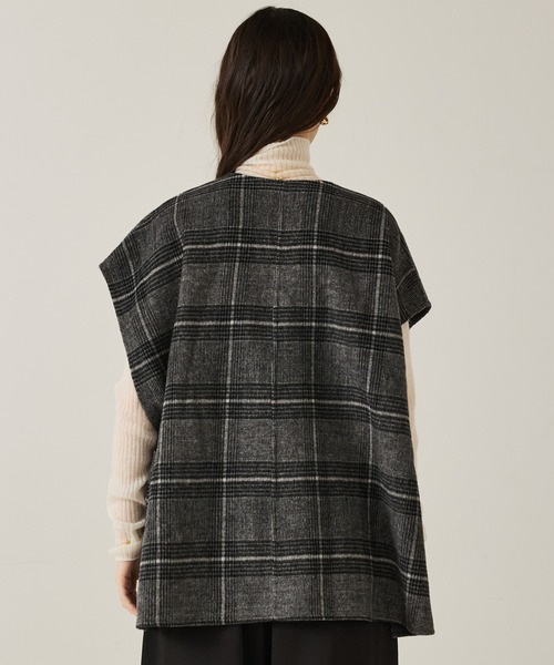 qualite（カリテ）の「ウールチェックジレ/秋服/冬服/ポンチョ/ケープ/ウール（ポンチョ・レディース・チェック・36）」の11枚目の写真