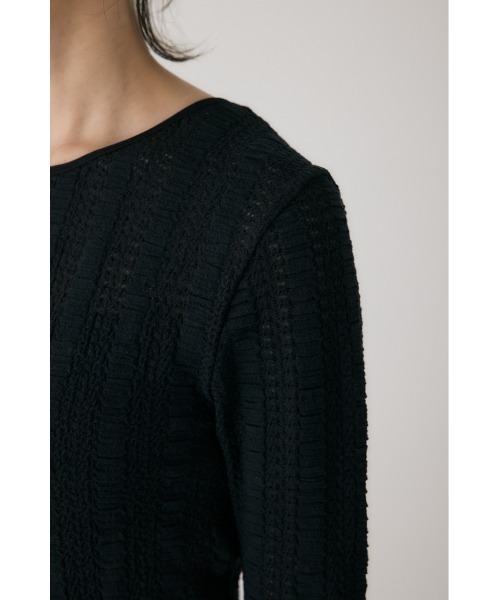 crie conforto(クリーコンフォルト)の「シャーリングデザイントップス 秋服 / 長袖(Tシャツ/カットソー・レディース・ブルー/オフホワイト/ブラック・FREE)」の6枚目の写真