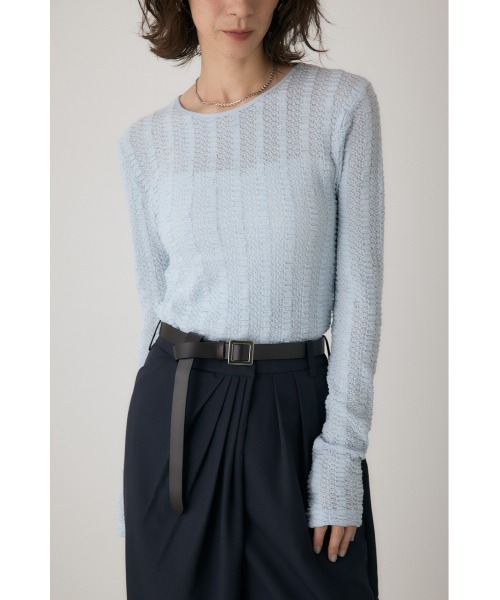 crie conforto(クリーコンフォルト)の「シャーリングデザイントップス 秋服 / 長袖(Tシャツ/カットソー・レディース・ブルー/オフホワイト/ブラック・FREE)」の9枚目の写真