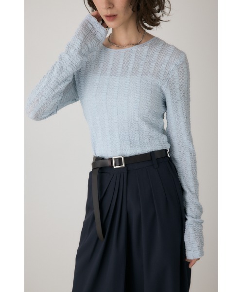 crie conforto(クリーコンフォルト)の「シャーリングデザイントップス 秋服 / 長袖(Tシャツ/カットソー・レディース・ブルー/オフホワイト/ブラック・FREE)」の10枚目の写真