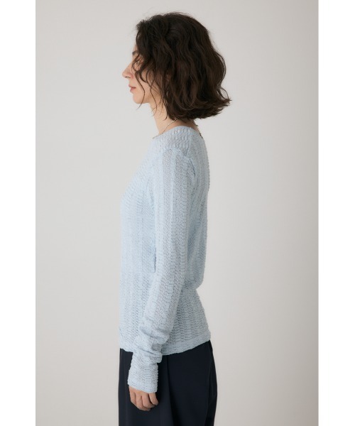 crie conforto(クリーコンフォルト)の「シャーリングデザイントップス 秋服 / 長袖(Tシャツ/カットソー・レディース・ブルー/オフホワイト/ブラック・FREE)」の15枚目の写真