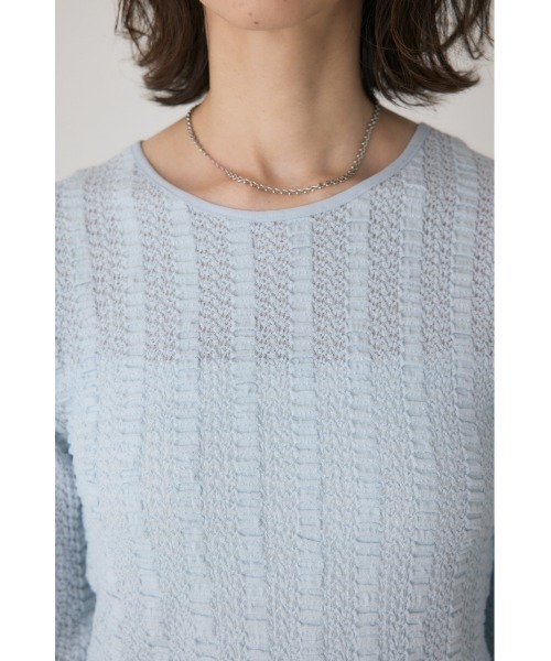 crie conforto(クリーコンフォルト)の「シャーリングデザイントップス 秋服 / 長袖(Tシャツ/カットソー・レディース・ブルー/オフホワイト/ブラック・FREE)」の17枚目の写真