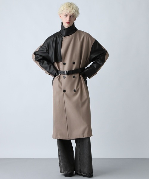 HARE（ハレ）の「レザーキリカエトレンチコート(HARE)（トレンチコート・メンズ・ブラック/ベージュ・SMALL/MEDIUM）」の8枚目の写真