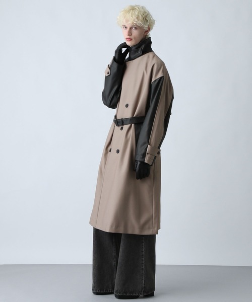 HARE（ハレ）の「レザーキリカエトレンチコート(HARE)（トレンチコート・メンズ・ブラック/ベージュ・SMALL/MEDIUM）」の9枚目の写真