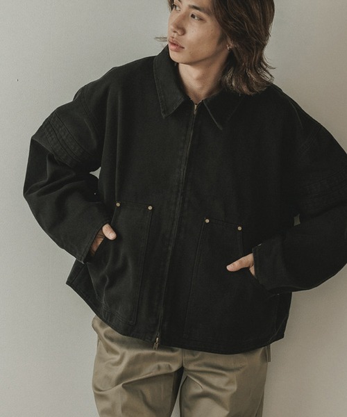 【即日配送】70's~80's ワークジャケット グランジ バイカー系 短丈 JUNRED（ジュンレッド）の「ヴィンテージウォッシュレザーバイカー