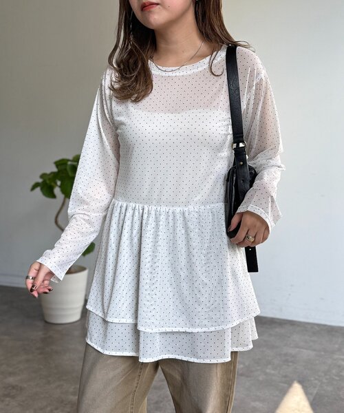 CPCM（シーピーシーエム）の「アソートレイヤードロンT（Tシャツ/カットソー・レディース・ブラック/ホワイト系その他/ホワイト/ブラック系その他/ホワイト系その他3/ホワイト系その他2/ブラック系その他3/ブラック系その他2/オフホワイト/ブラック系その他4・FREE/SMALL）」の2枚目の写真