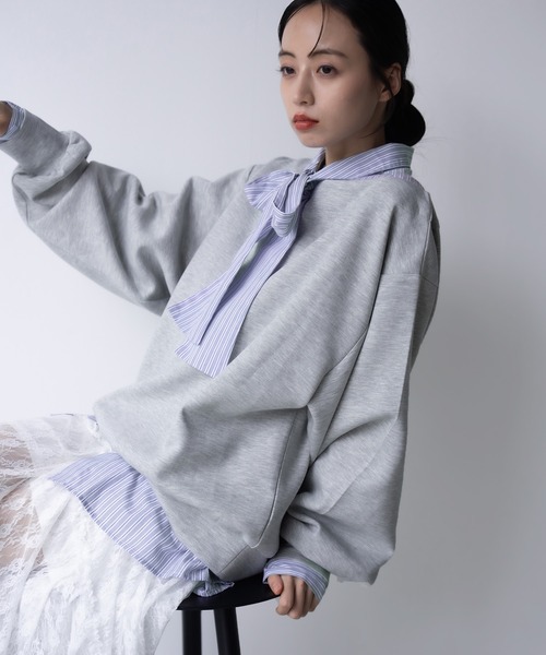 SOELA(ソエラ)の「プレート付マルチWayダンボールトップス(スウェット・レディース・アイボリー/ブラック/グレー・M)」の20枚目の写真