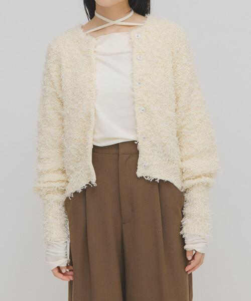 KBF（ケイビーエフ）の「チュールフリンジカーディガン（ニット/セーター・レディース・ブルー/ブラック/アイボリー・ONE）」の16枚目の写真