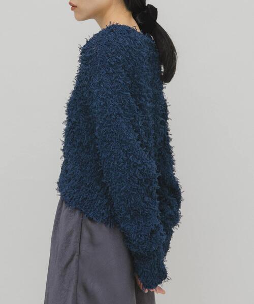 KBF（ケイビーエフ）の「チュールフリンジカーディガン（ニット/セーター・レディース・ブルー/ブラック/アイボリー・ONE）」の13枚目の写真