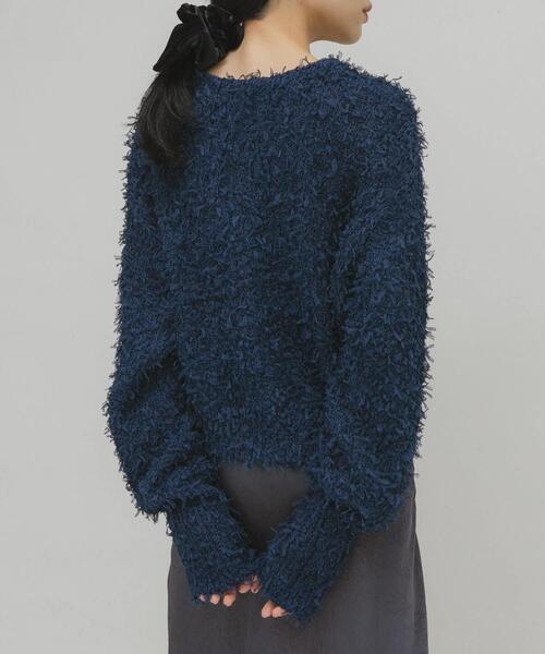 KBF（ケイビーエフ）の「チュールフリンジカーディガン（ニット/セーター・レディース・ブルー/ブラック/アイボリー・ONE）」の14枚目の写真
