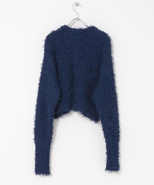 KBF（ケイビーエフ）の「チュールフリンジカーディガン（ニット/セーター・レディース・ブルー/ブラック/アイボリー・ONE）」の4枚目の写真