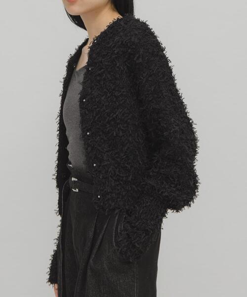 KBF（ケイビーエフ）の「チュールフリンジカーディガン（ニット/セーター・レディース・ブルー/ブラック/アイボリー・ONE）」の9枚目の写真