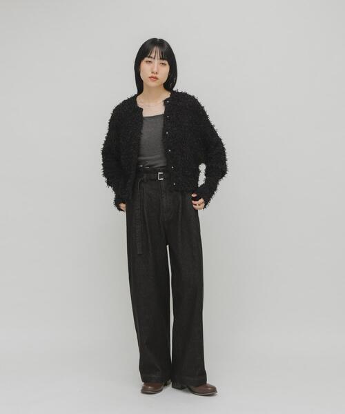 KBF（ケイビーエフ）の「チュールフリンジカーディガン（ニット/セーター・レディース・ブルー/ブラック/アイボリー・ONE）」の11枚目の写真