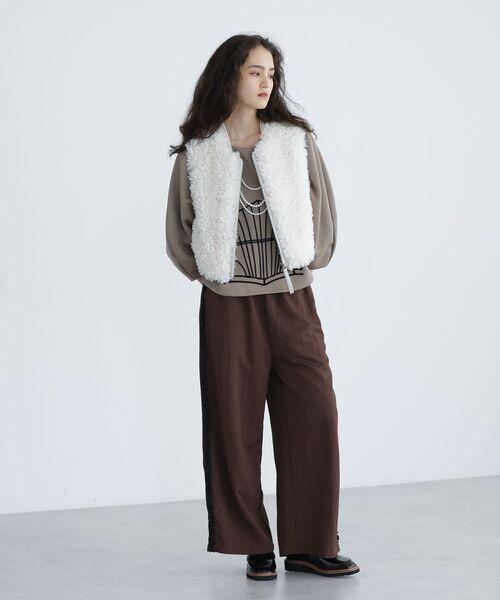 ESCAR（エスカー）の「■ESCAR サイドミニフリルワイドパンツ（その他パンツ・レディース・ブラック/ブラウン・FREE）」の5枚目の写真