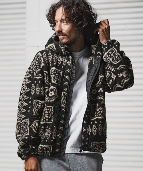1minute 1second(ワンミニットワンセカンド)の「mj11153-paisley boa zip hoodie ボアジップパーカー(1M25F080)(パーカー・メンズ・ベージュ/ブラック・XL/L/M/S)」の5枚目の写真