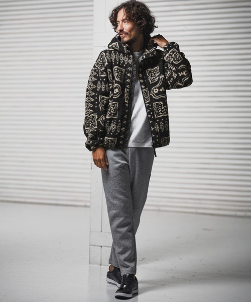 1minute 1second(ワンミニットワンセカンド)の「mj11153-paisley boa zip hoodie ボアジップパーカー(1M25F080)(パーカー・メンズ・ベージュ/ブラック・XL/L/M/S)」の8枚目の写真