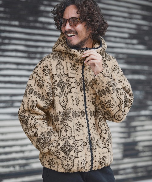 1minute 1second(ワンミニットワンセカンド)の「mj11153-paisley boa zip hoodie ボアジップパーカー(1M25F080)(パーカー・メンズ・ベージュ/ブラック・XL/L/M/S)」の9枚目の写真