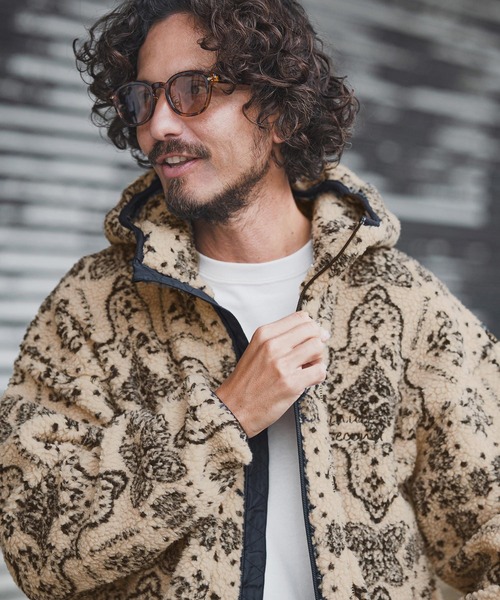 1minute 1second(ワンミニットワンセカンド)の「mj11153-paisley boa zip hoodie ボアジップパーカー(1M25F080)(パーカー・メンズ・ベージュ/ブラック・XL/L/M/S)」の12枚目の写真
