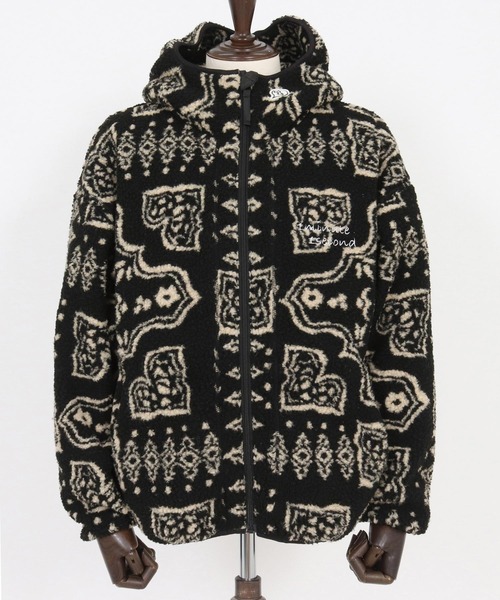 1minute 1second(ワンミニットワンセカンド)の「mj11153-paisley boa zip hoodie ボアジップパーカー(1M25F080)(パーカー・メンズ・ベージュ/ブラック・XL/L/M/S)」の19枚目の写真