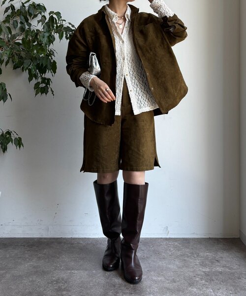 DouDou（ドゥドゥ）の「【セットアップ対応】フェイクスエードジャケット（その他アウター・レディース・キャメル/カーキ・FREE）」の3枚目の写真