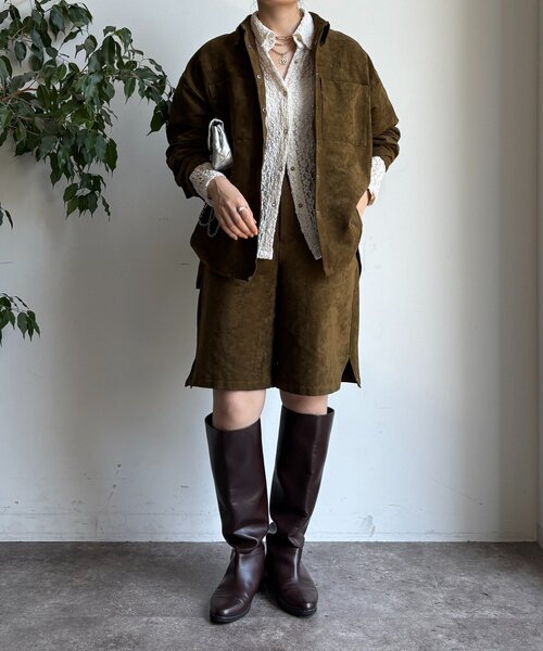 DouDou（ドゥドゥ）の「【セットアップ対応】フェイクスエードジャケット（その他アウター・レディース・キャメル/カーキ・FREE）」の4枚目の写真