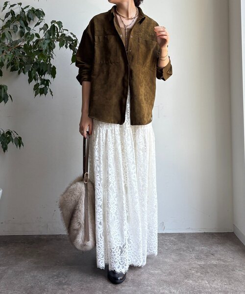 DouDou（ドゥドゥ）の「【セットアップ対応】フェイクスエードジャケット（その他アウター・レディース・キャメル/カーキ・FREE）」の7枚目の写真