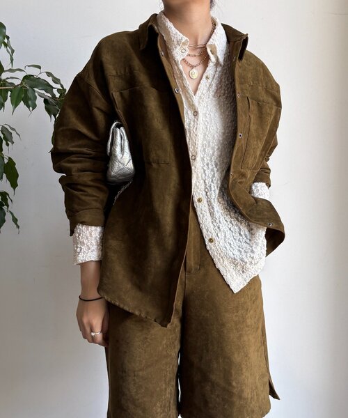 DouDou（ドゥドゥ）の「【セットアップ対応】フェイクスエードジャケット（その他アウター・レディース・キャメル/カーキ・FREE）」の13枚目の写真