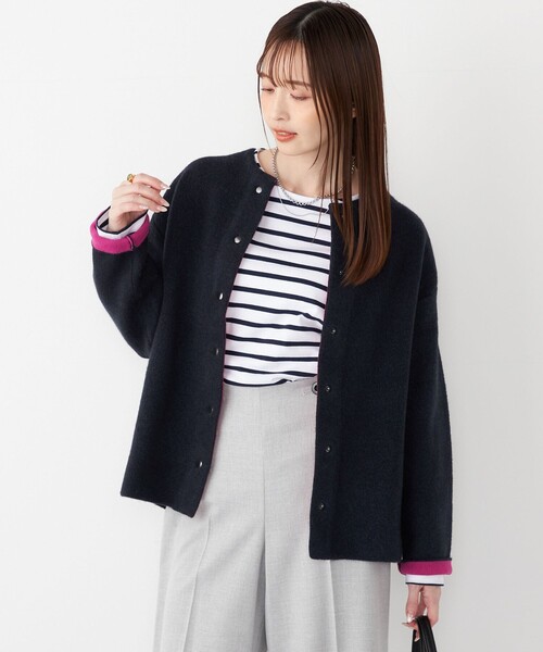 SHIPS Colors(シップス カラーズ)の「SHIPS Colors:〈手洗い可能〉チャイニーズラクーン 接結 カーディガン◇(カーディガン/ボレロ・レディース・グレー/ベージュ/ネイビー・ONE SIZE)」の8枚目の写真