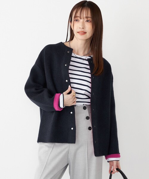 SHIPS Colors(シップス カラーズ)の「SHIPS Colors:〈手洗い可能〉チャイニーズラクーン 接結 カーディガン◇(カーディガン/ボレロ・レディース・グレー/ベージュ/ネイビー・ONE SIZE)」の7枚目の写真