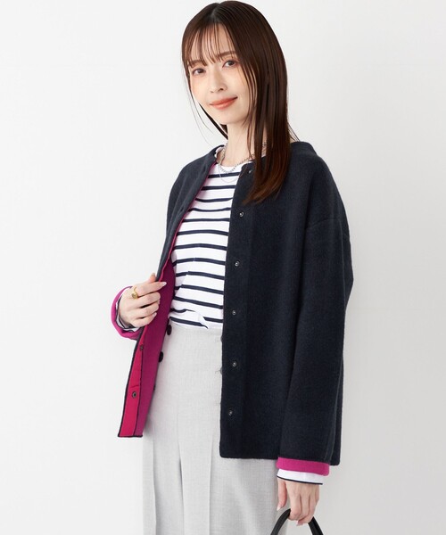 SHIPS Colors(シップス カラーズ)の「SHIPS Colors:〈手洗い可能〉チャイニーズラクーン 接結 カーディガン◇(カーディガン/ボレロ・レディース・グレー/ベージュ/ネイビー・ONE SIZE)」の6枚目の写真