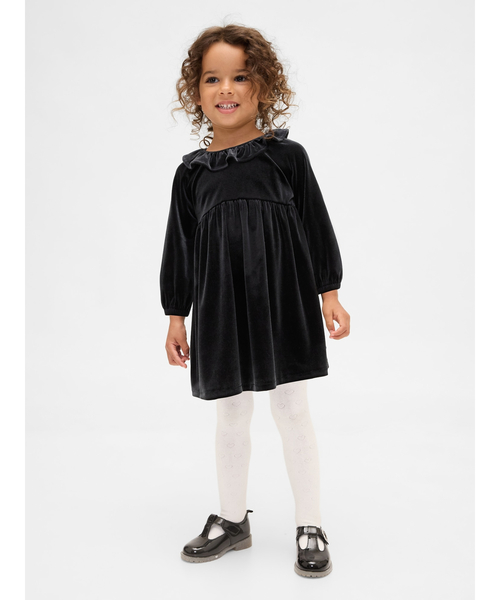 GAP(ギャップ)の「べロア ラッフルフリル 襟付きワンピース (幼児・ベビー)(ワンピース・キッズ・ブラック/グリーン/レッド・80cm/90cm/95cm/100cm/105cm/70cm/110cm)」の2枚目の写真
