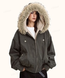 Dalfwin | 韓国ファッション　ファー付きフードブルゾン(ブルゾン)