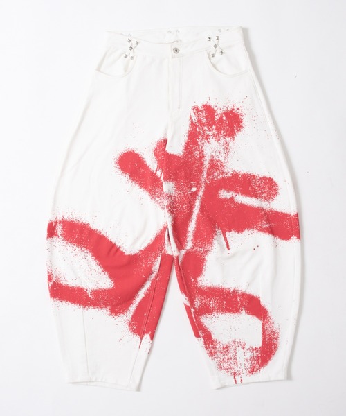 dollslutz(ドルズラッツ)の「【dollslutz】spray design sweat pants / 【ドルズラッツ】スプレーデザインスウェットパンツ(スウェットパンツ・レディース・ブラック/オフホワイト・SMALL/MEDIUM)」の1枚目の写真