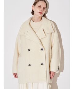 セール】スラブコットンツイード Vクルーネックジャケット（ノーカラー