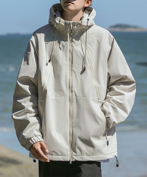 aimoha(アイモハ)の「中綿入りフードジャケット/Padded hooded jacket (AW)(ダウンジャケット/コート・メンズ・カーキ/ブラック/オフホワイト・LARGE/X-LARGE/MEDIUM)」の1枚目の写真