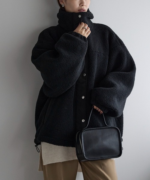 セール】スタンドカラー ボア ブルゾンコート（ブルゾン）｜PREFERIR