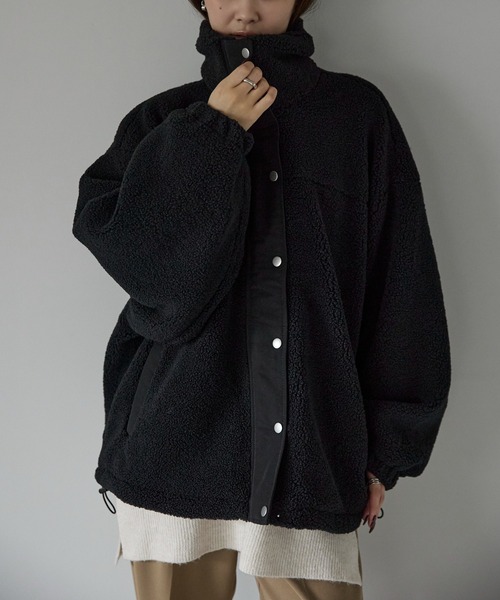 セール】スタンドカラー ボア ブルゾンコート（ブルゾン）｜PREFERIR