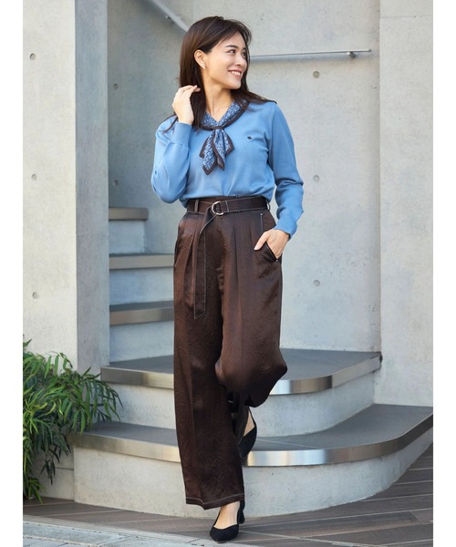 POLO BCS(ポロ ビーシーエス)の「【POLO BCSコラボ】モノグラムJQボウタイニット(ニット/セーター・レディース・ブラック/ブルー/アイボリー・MEDIUM)」の4枚目の写真