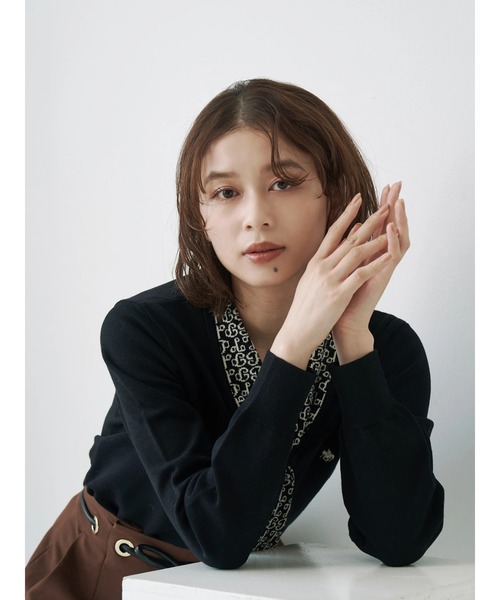 POLO BCS(ポロ ビーシーエス)の「【POLO BCSコラボ】モノグラムJQボウタイニット(ニット/セーター・レディース・ブラック/ブルー/アイボリー・MEDIUM)」の8枚目の写真