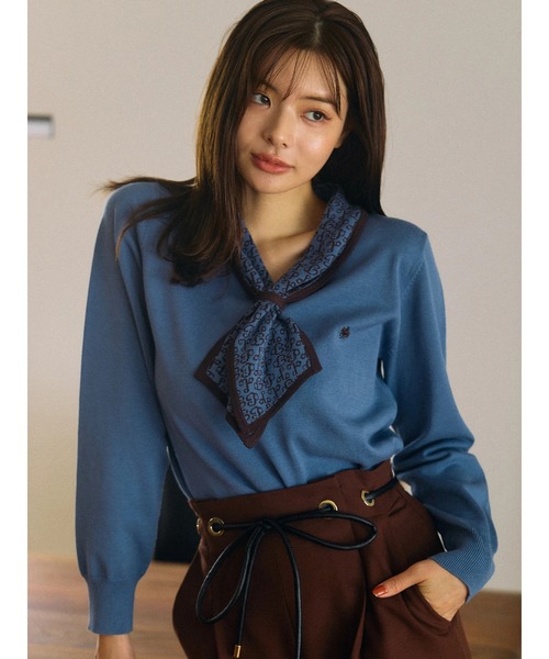 POLO BCS(ポロ ビーシーエス)の「【POLO BCSコラボ】モノグラムJQボウタイニット(ニット/セーター・レディース・ブラック/ブルー/アイボリー・MEDIUM)」の12枚目の写真