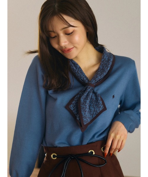 POLO BCS(ポロ ビーシーエス)の「【POLO BCSコラボ】モノグラムJQボウタイニット(ニット/セーター・レディース・ブラック/ブルー/アイボリー・MEDIUM)」の13枚目の写真