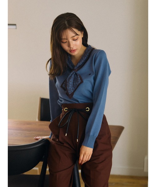 POLO BCS(ポロ ビーシーエス)の「【POLO BCSコラボ】モノグラムJQボウタイニット(ニット/セーター・レディース・ブラック/ブルー/アイボリー・MEDIUM)」の15枚目の写真