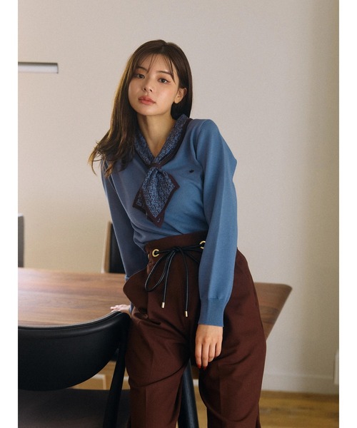 POLO BCS(ポロ ビーシーエス)の「【POLO BCSコラボ】モノグラムJQボウタイニット(ニット/セーター・レディース・ブラック/ブルー/アイボリー・MEDIUM)」の16枚目の写真