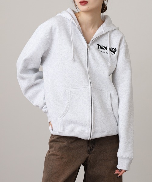 THRASHER(スラッシャー)の「THRASHER MAG LOGO SWEAT L/S HOODIE 長袖スウェットジップアップパーカー(パーカー・メンズ・グレー/ブラック/ホワイト・M/L)」の13枚目の写真