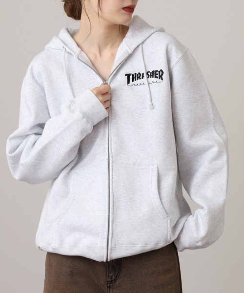 THRASHER(スラッシャー)の「THRASHER MAG LOGO SWEAT L/S HOODIE 長袖スウェットジップアップパーカー(パーカー・メンズ・グレー/ブラック/ホワイト・M/L)」の14枚目の写真