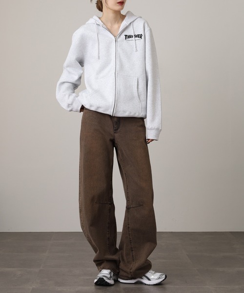 THRASHER(スラッシャー)の「THRASHER MAG LOGO SWEAT L/S HOODIE 長袖スウェットジップアップパーカー(パーカー・メンズ・グレー/ブラック/ホワイト・M/L)」の16枚目の写真