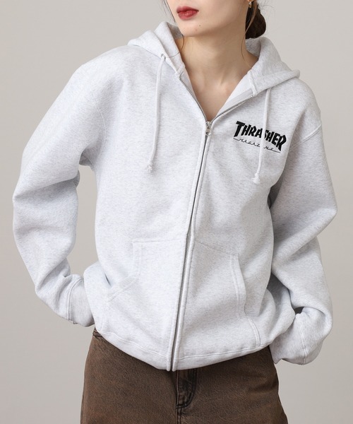 THRASHER(スラッシャー)の「THRASHER MAG LOGO SWEAT L/S HOODIE 長袖スウェットジップアップパーカー(パーカー・メンズ・グレー/ブラック/ホワイト・M/L)」の12枚目の写真