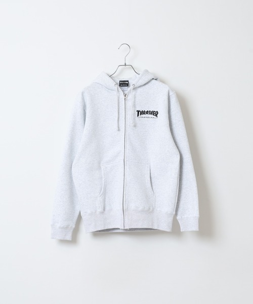 THRASHER(スラッシャー)の「THRASHER MAG LOGO SWEAT L/S HOODIE 長袖スウェットジップアップパーカー(パーカー・メンズ・グレー/ブラック/ホワイト・M/L)」の4枚目の写真